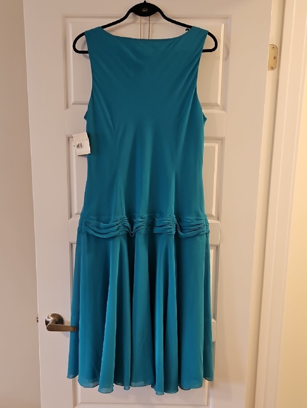 NWT Liz Claiborne Teal Sleeveless Midi Dress with Drop Waist - Picture 3 of 6